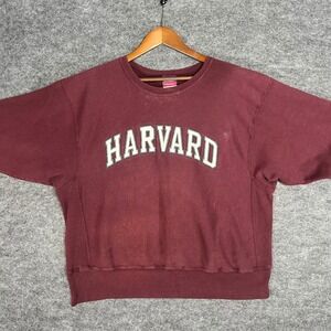 Champion Harvard Reverse Weave Crewneck Sweatshirt Burgundy Mens Large